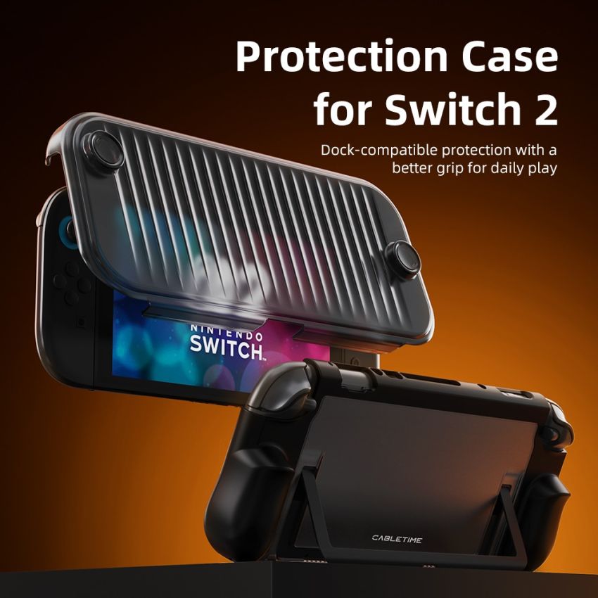 Protection Case for Nintendo Switch 2 Dockable Kickstand TPU PC Hybrid Protective Cover Casing Gaming
