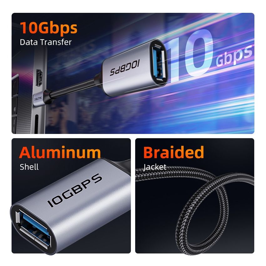 Kabel OTG Type-C to USB 3.2 Female Data Transfer 