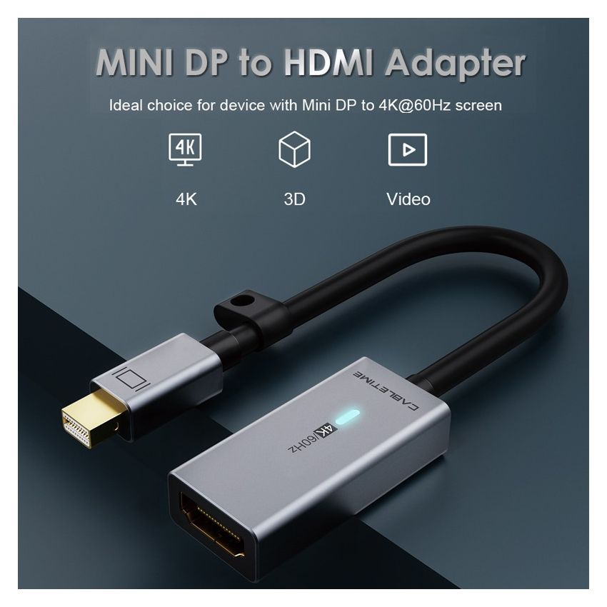 Converter Mini DisplayPort to HDMI 4K Mini DP to HDMI VGA Adapter