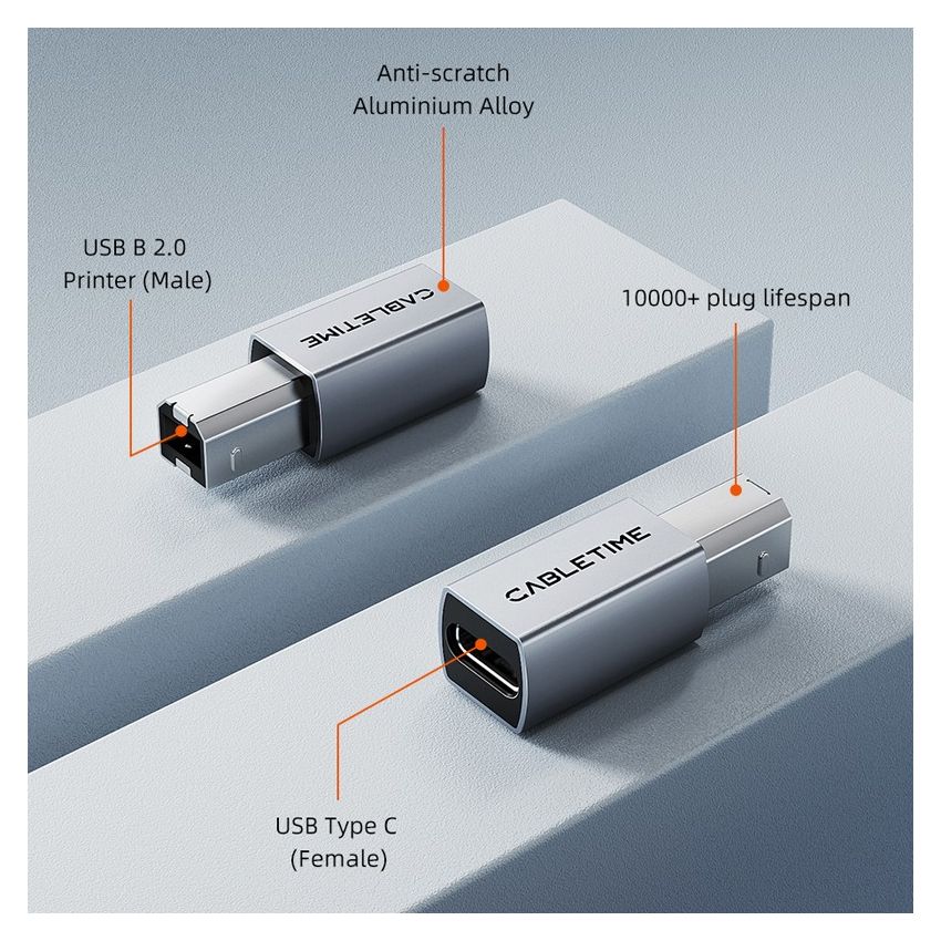 Adapter USB C to USB B Male to Male Adapter Converter Untuk Printer MIDI Controller