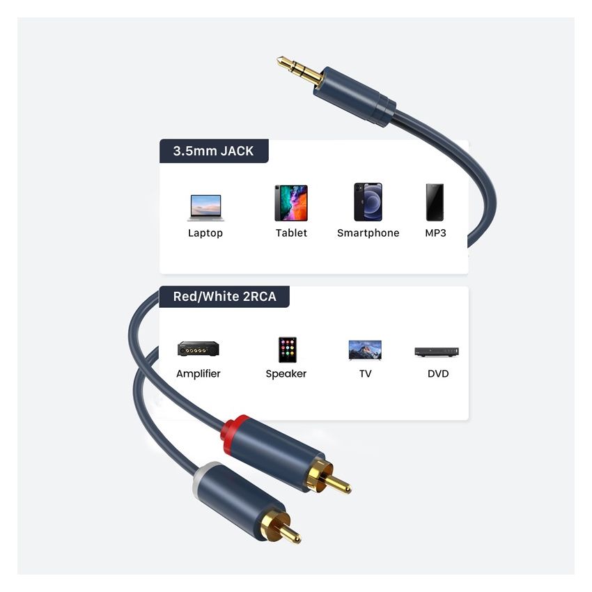 Kabel Aux 3.5mm Male to 2 RCA Male 