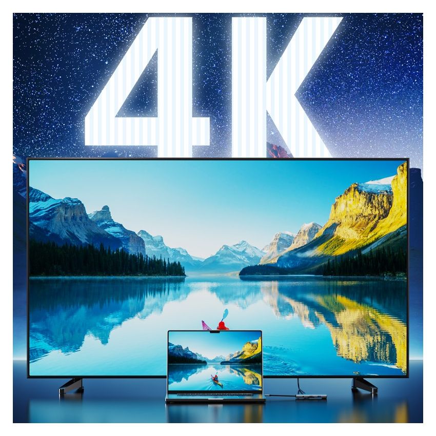 9In1 USB-C Hub with 4K HDMI Charging Ethernet Audio Jack