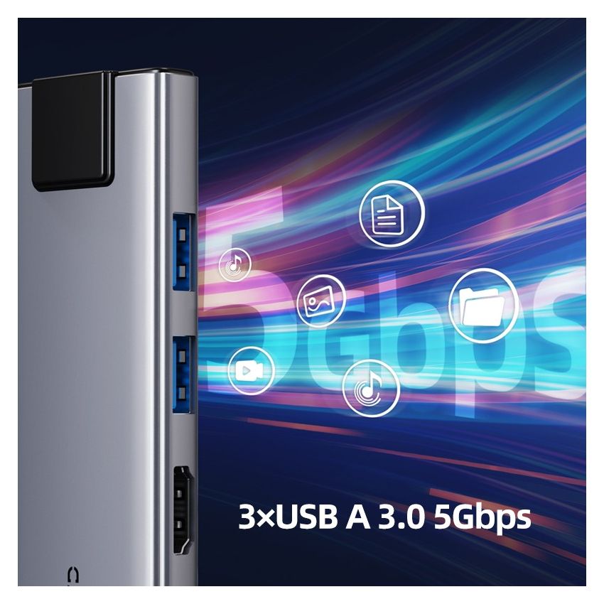 9In1 USB-C Hub with 4K HDMI Charging Ethernet Audio Jack