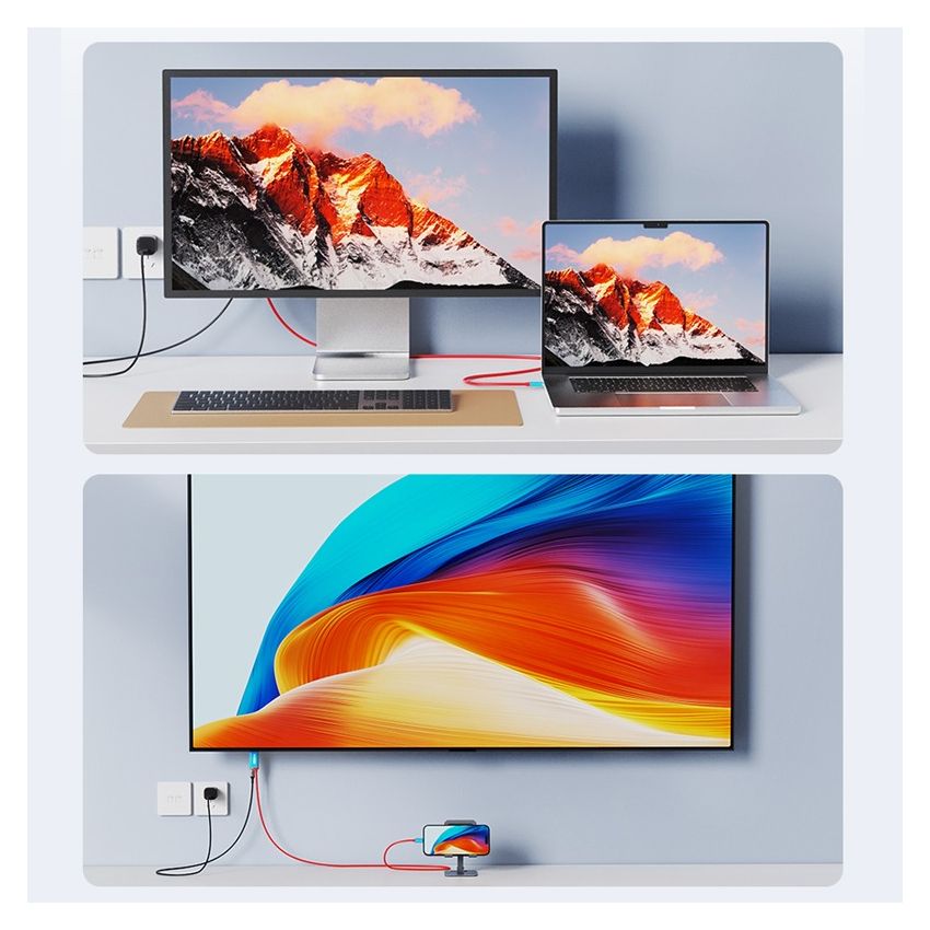 Kabel USB Type C to HDMI Converter 4K60Hz w/ Power Untuk NES Switch
