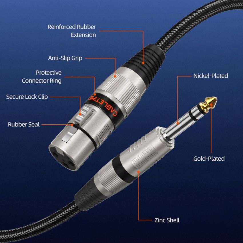 Kabel Audio XLR Microphone To Jack Aux 6.5mm Male to XLR Female