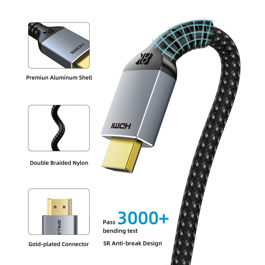 Kabel HDMI 2.1 Male to Male 8K Kabel Ultra High Speed HDR eARC HDMI