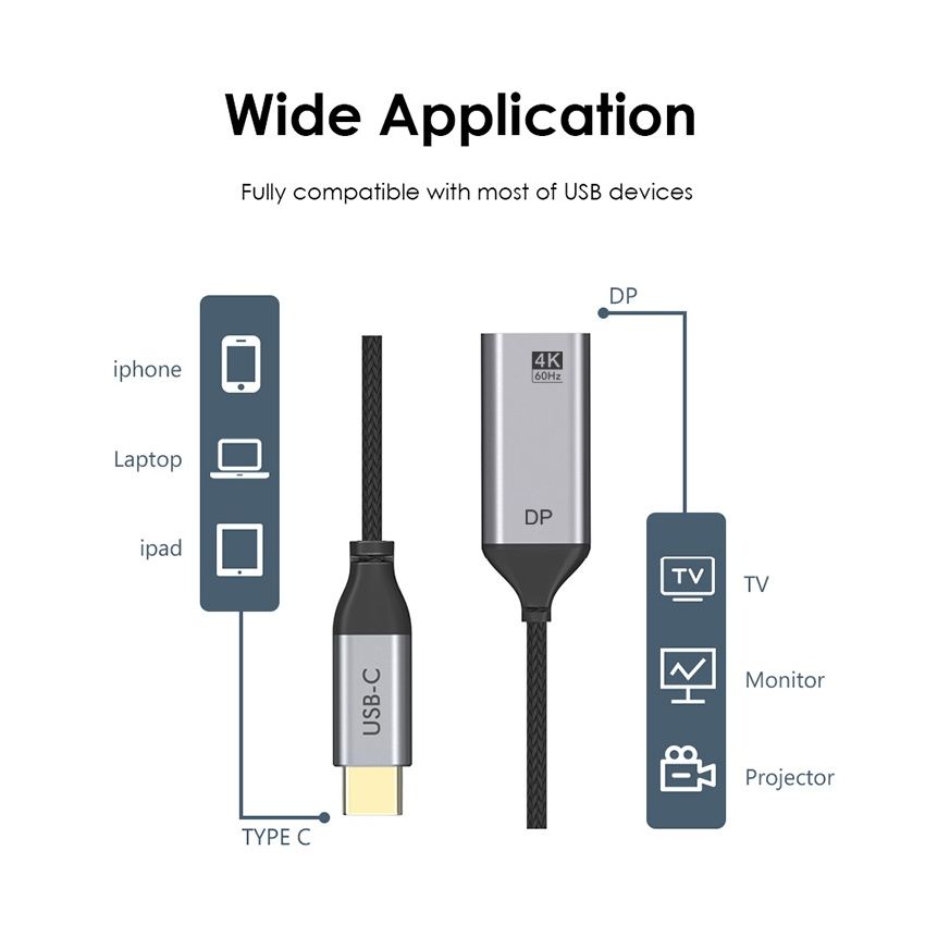 USB-C to DisplayPort Mini DP Female 4K Thunderbolt Adapter