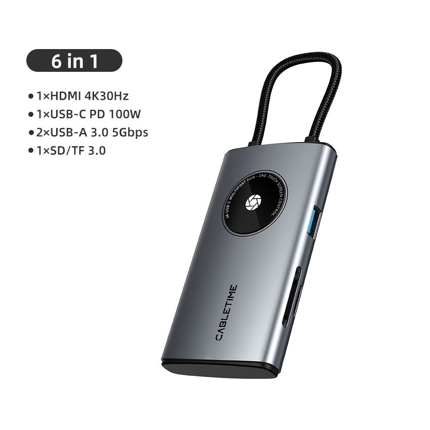 6 In 1 USB C Multiport Travel Hub for iPad Android Tablet iMac