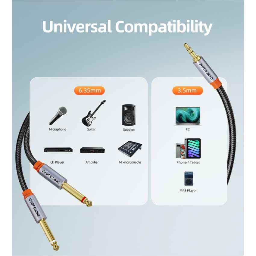 Kabel Aux 3.5mm to Dual 6.5mm Male to Male Aux Splitter