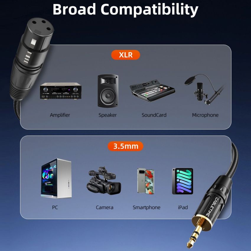 Kabel Audio XLR Microphone To Jack Aux 3.5mm Male to XLR Female