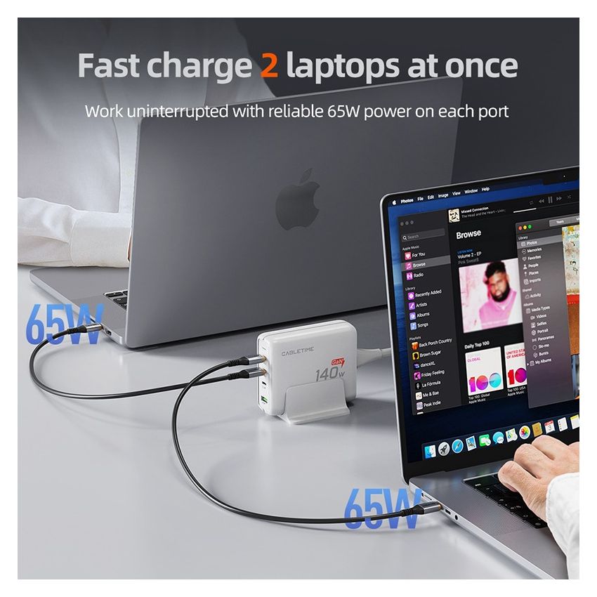 Adaptor Desk Charger 4In1 GaN 140W Charging Station for Laptop Macbook