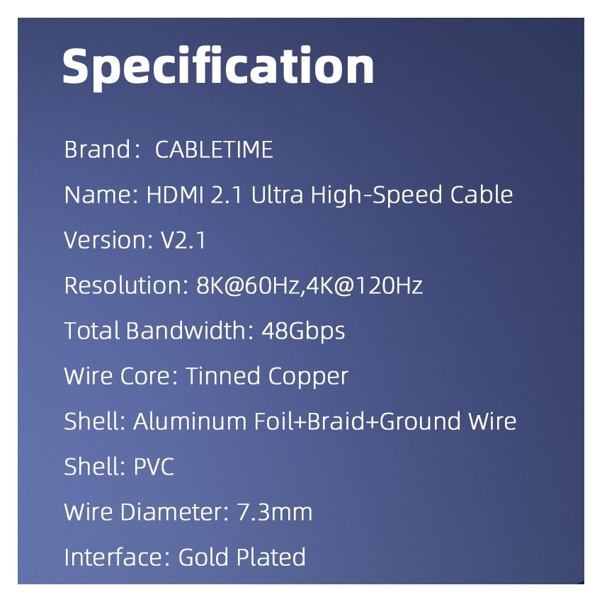 Kabel HDMI 2.1 8K 60hz 4K 120hz HDR eARC 48Gbps Ultra High Speed