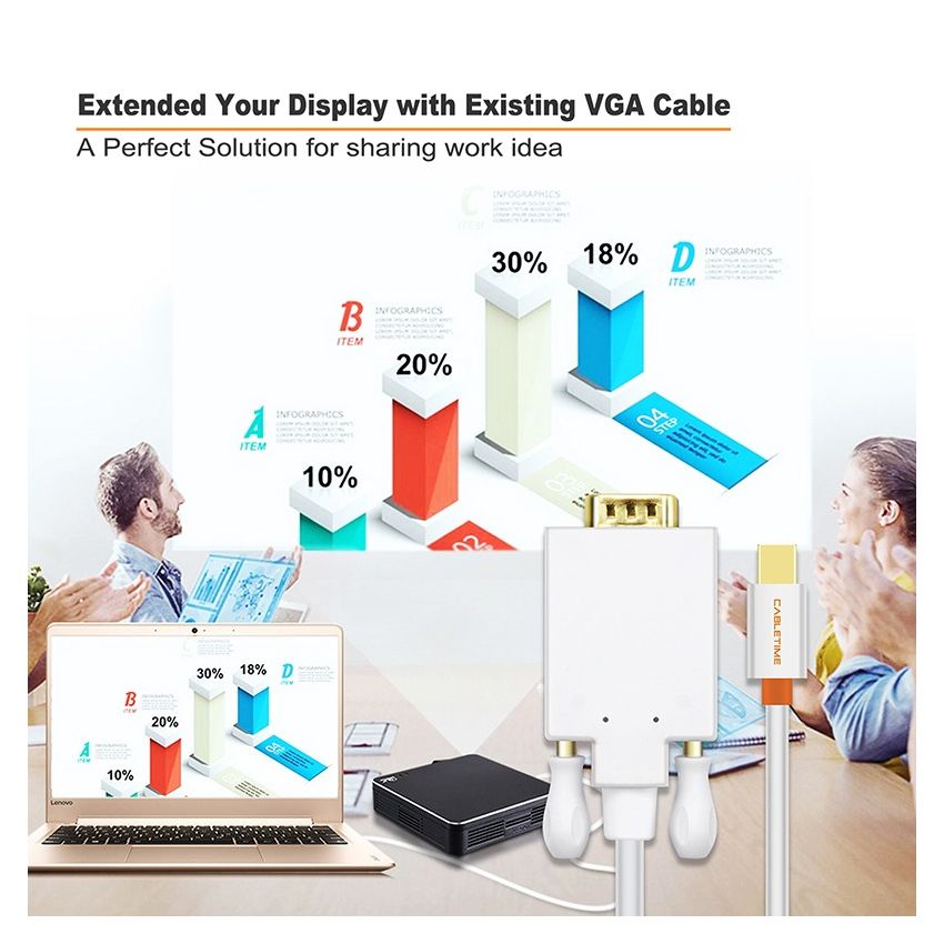 Kabel Mini DisplayPort to VGA Monitor Display Cable