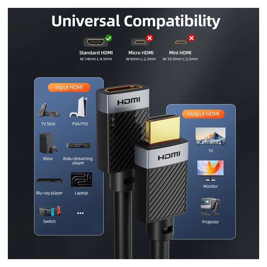 Kabel HDMI Extension 4K Perpanjangan HDMI Male To Female
