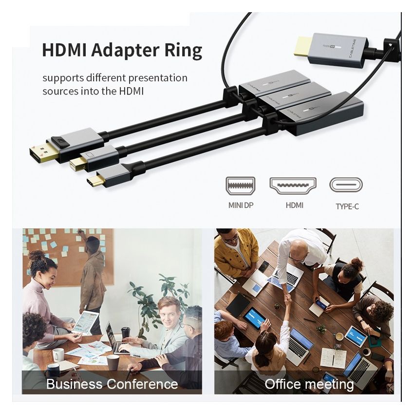 Converter Mini DisplayPort to HDMI 4K Mini DP to HDMI VGA Adapter
