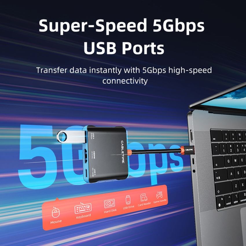 USB C to HDMI PD USB 3.0 3In1 for NES Switch Oled 2