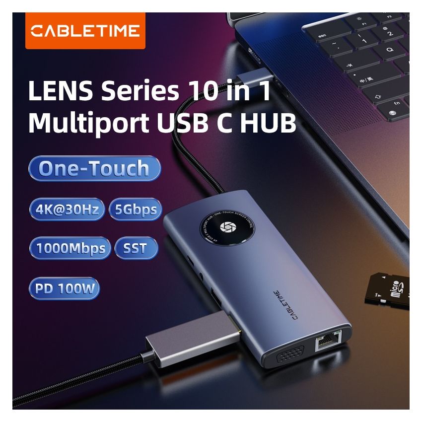 10 In 1 Multi USB C Hub Adapter 4K with VGA and HDMI Ethernet