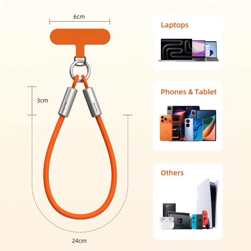 Kabel USB-C Wrist Keychain 60W 480Mbps Data w/ for iPhone 15/16/17 Samsung Pixel