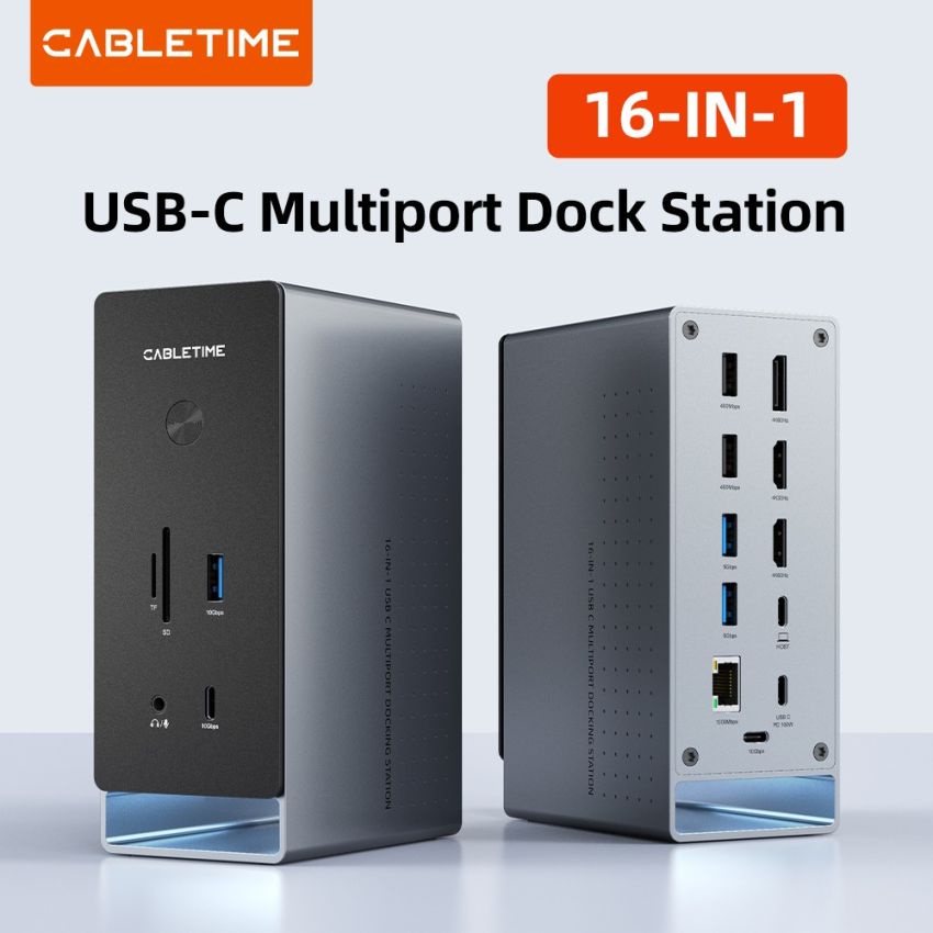 16 In 1 Docking Station Hub HDMI DP USB PD SD TF Ethernet LAN RJ45