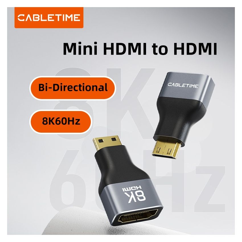 Adapter Mini HDMI Male to HDMI Female Converter Bidirectional 8K 
