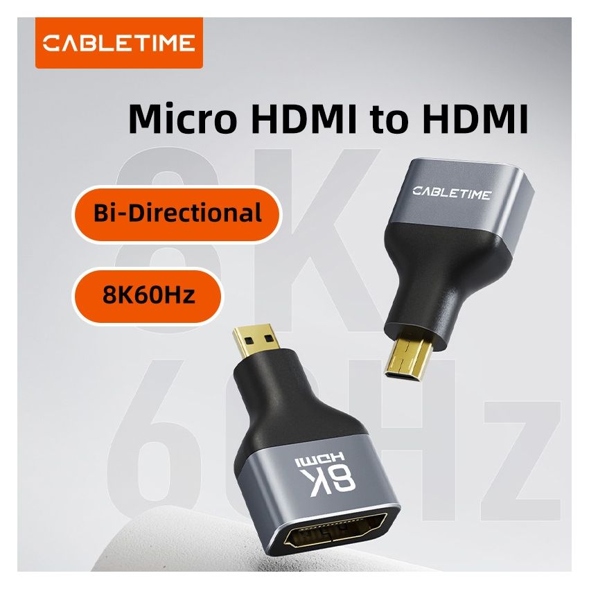 Adapter Micro HDMI Male to HDMI Female Converter Bidirectional 8K 
