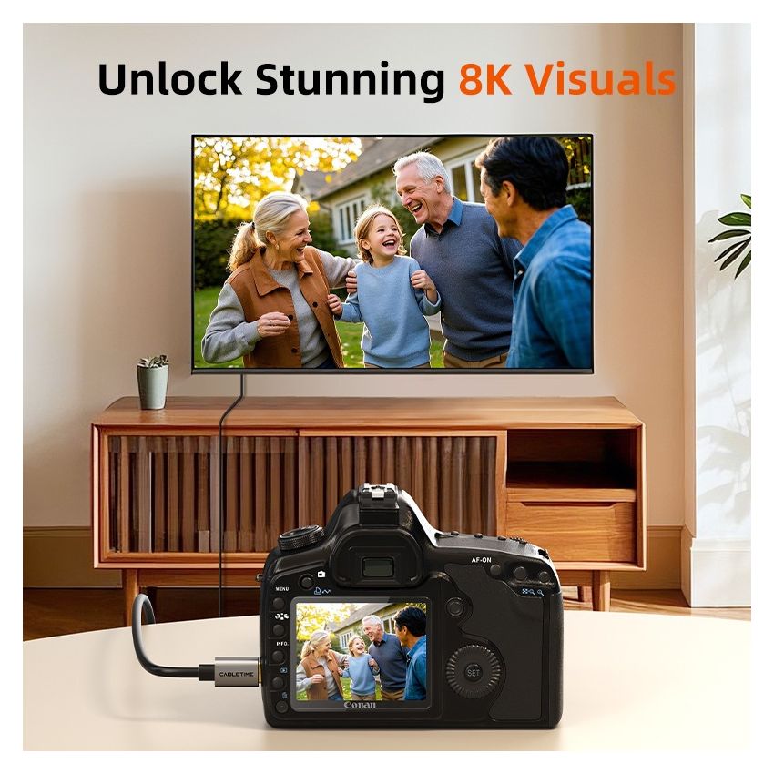 Kabel Mini HDMI to HDMI Male 4K 8K 60Hz HDR Untuk Kamera