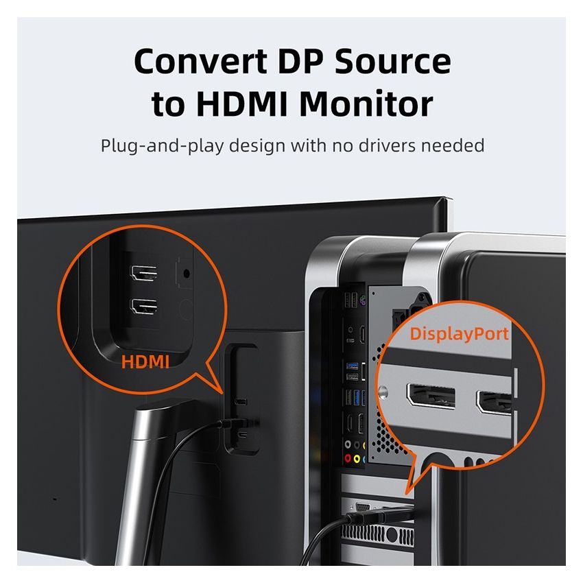 Converter DP to HDMI Female 4K60Hz Gold Plated