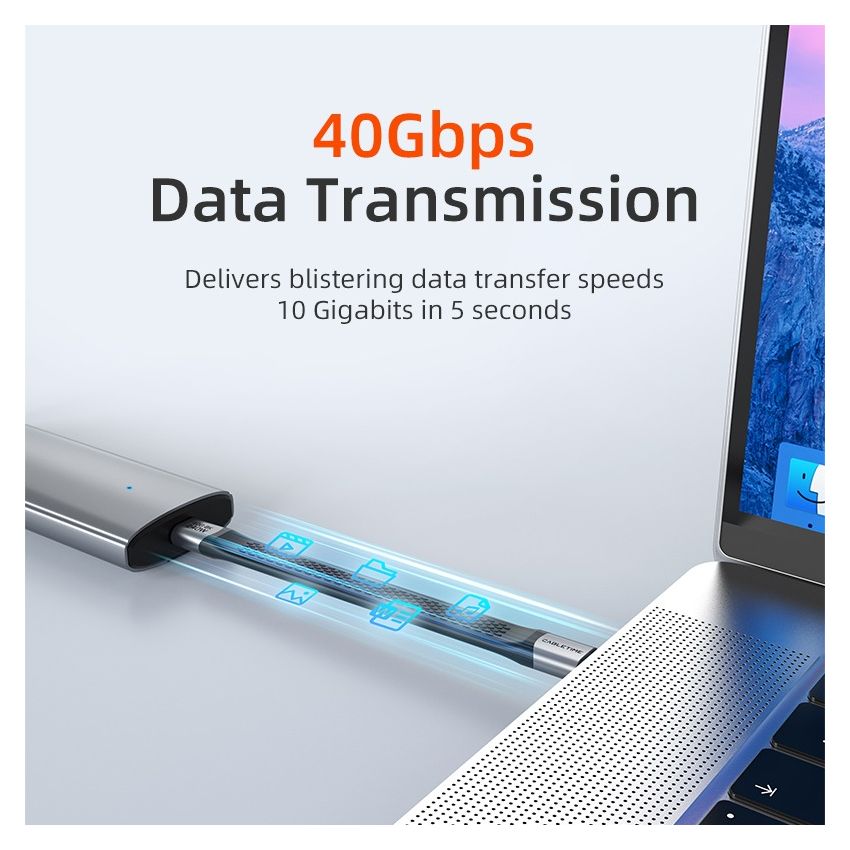 USB-4 Flat Short Cable Type-C PD 240W 8K