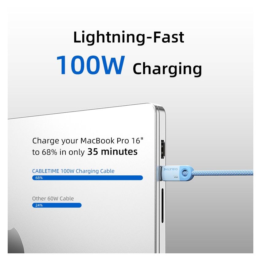 Kabel Data Fast Charger USB-C to C PD 100W USB Type C