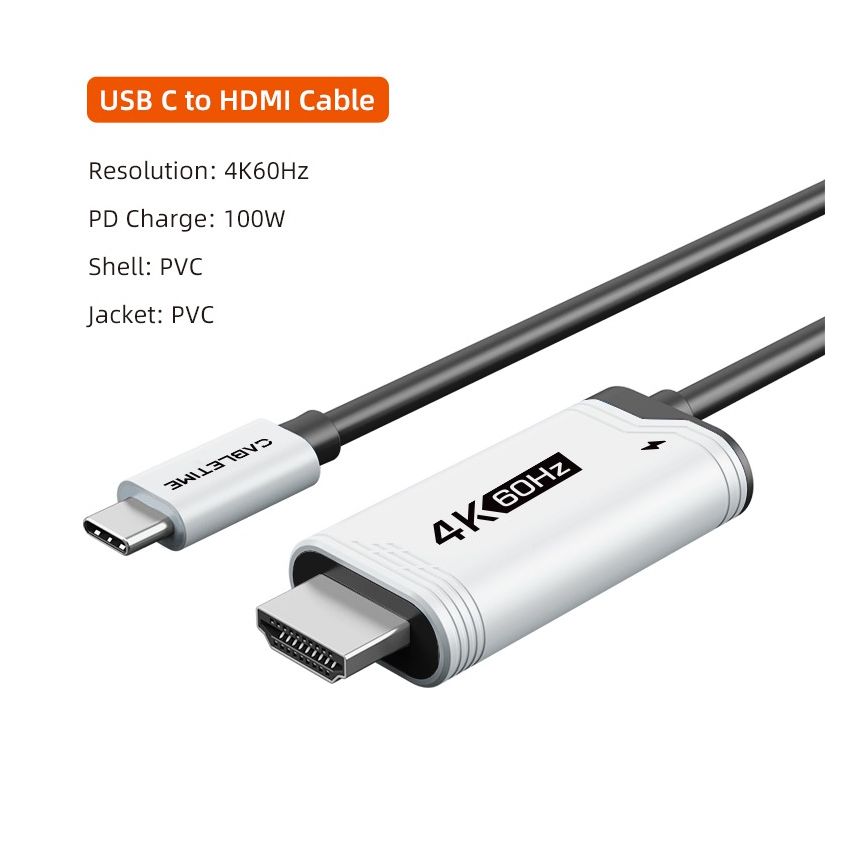 Kabel USB Type C to HDMI Converter 4K60Hz w/ Power Untuk NES Switch