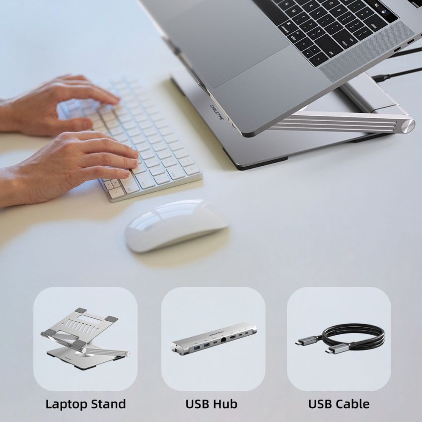 Laptop Stand for Desk With Hub 6In1 Docking Station Holder