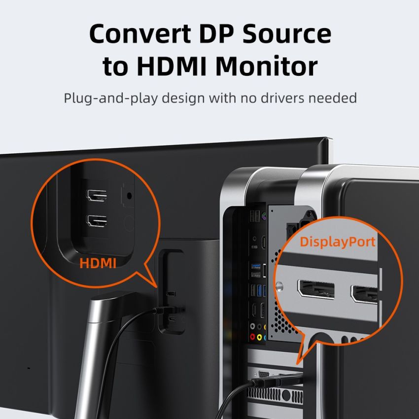 Converter DP to HDMI Female 4K30Hz Gold Plated