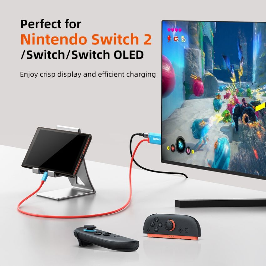 Kabel USB C to HDMI 4K144Hz w/ Power for NES Switch Oled 2