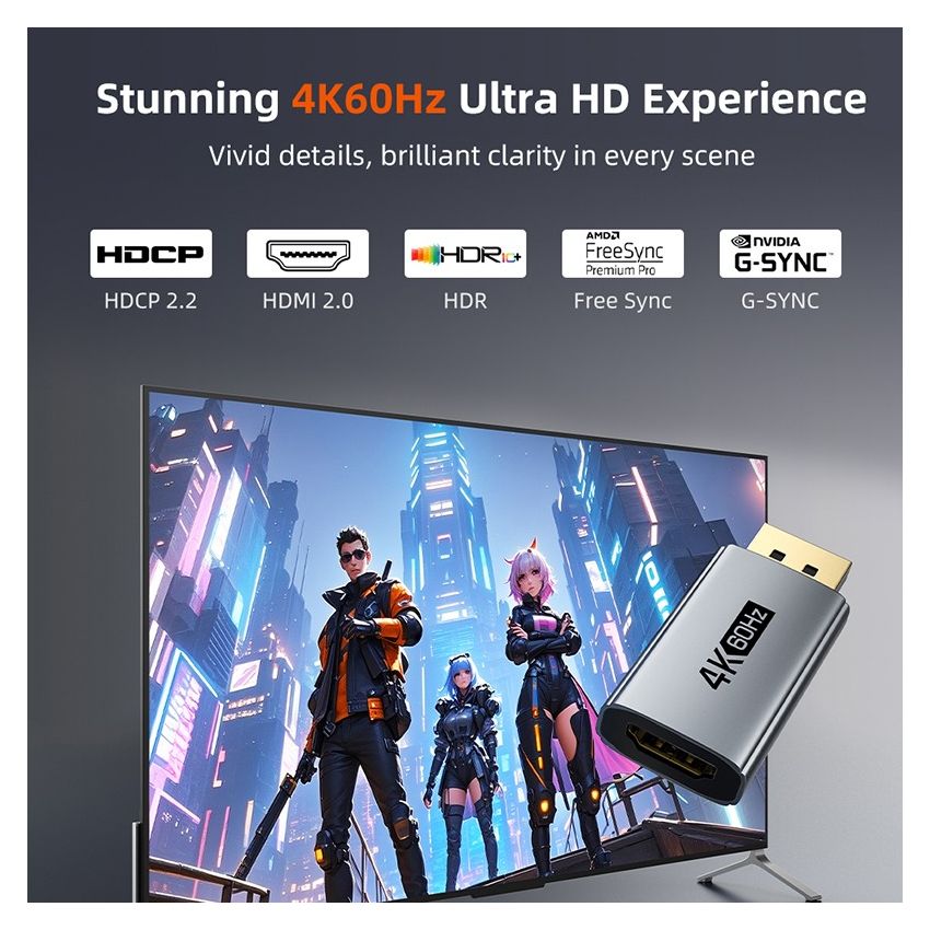 Converter DP to HDMI Female 4K60Hz Gold Plated