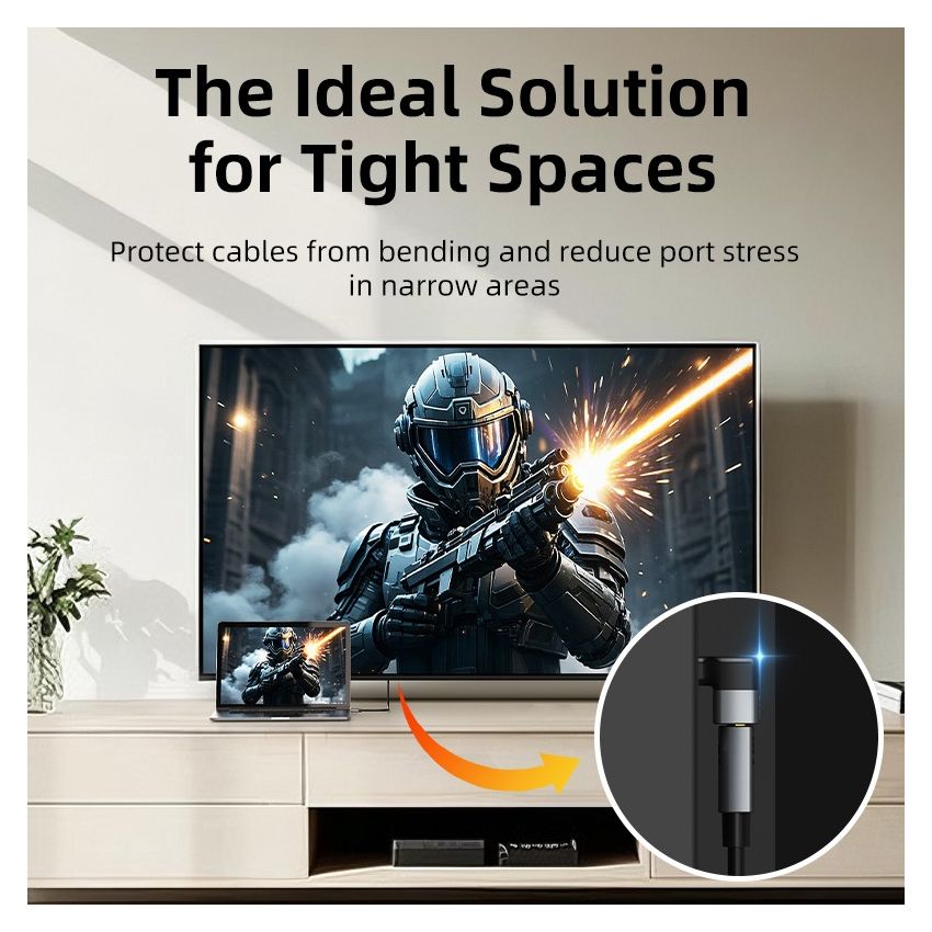 8K HDMI 2.1 Adapter Male to Female 90 Degree 270 Degree Left and Right Angle for TV