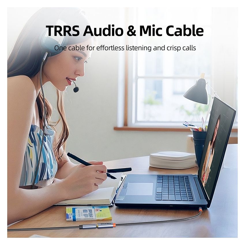 Kabel Aux Extension Audio 3.5mm TRRS Male To Female Braided