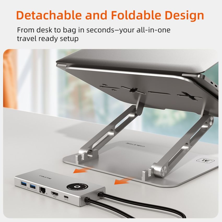 Laptop Stand for Desk With Hub 8In1 Docking Station Holder