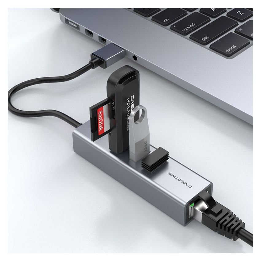 LAN Adapter USB Hub 3 Ports w/ RJ45 Gigabit Ethernet