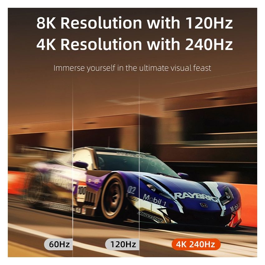 Kabel DP 2.1 Displayport Male to Male 16K60Hz Braided Untuk Gaming