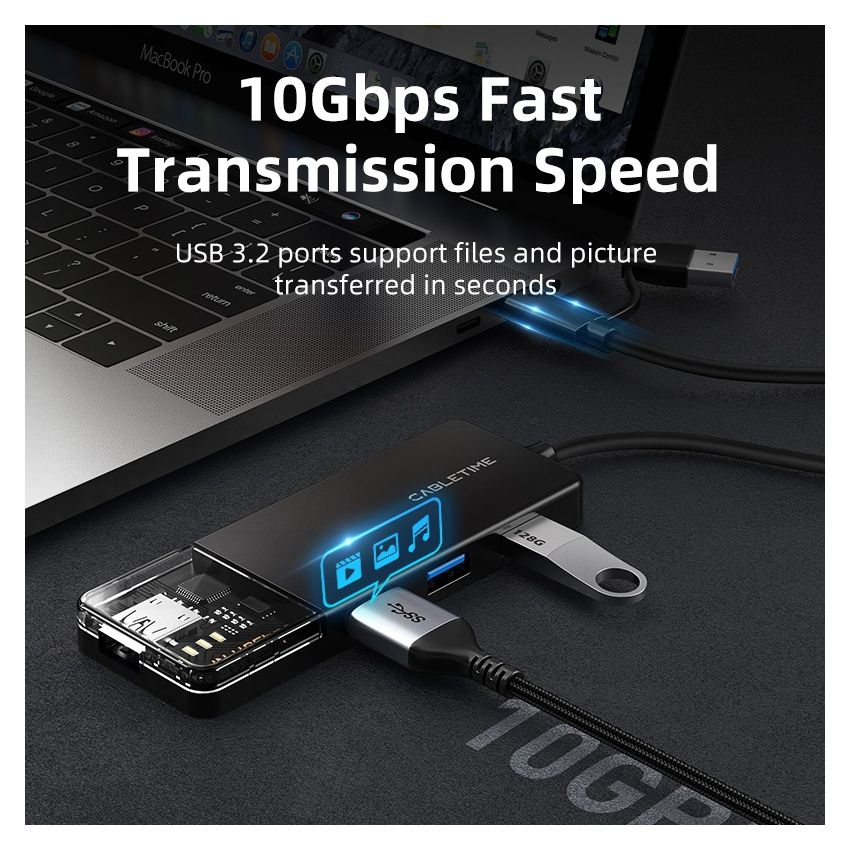 USB Hub Type C to 4 Port USB 3.2 Hub 10Gbps Hub