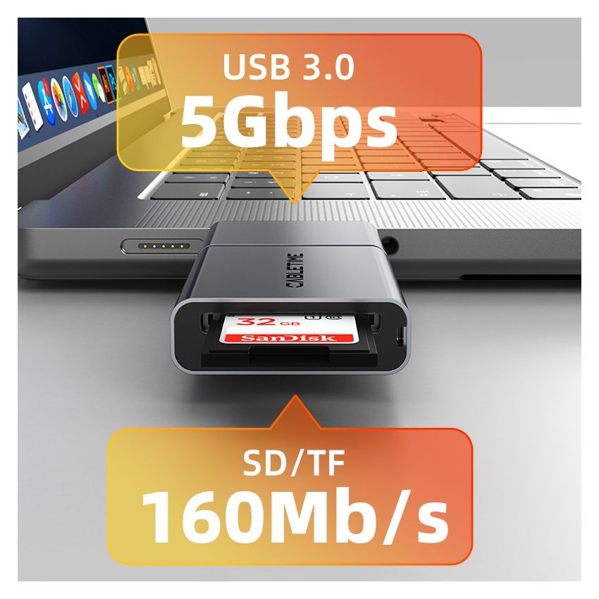 Card Reader 3 in 1 USB A 3.0 USB Type-C SD TF