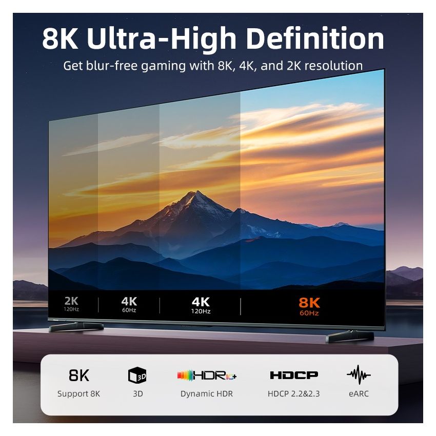 8K HDMI 2.1 Adapter Male to Female 90 Degree 270 Degree Left and Right Angle for TV