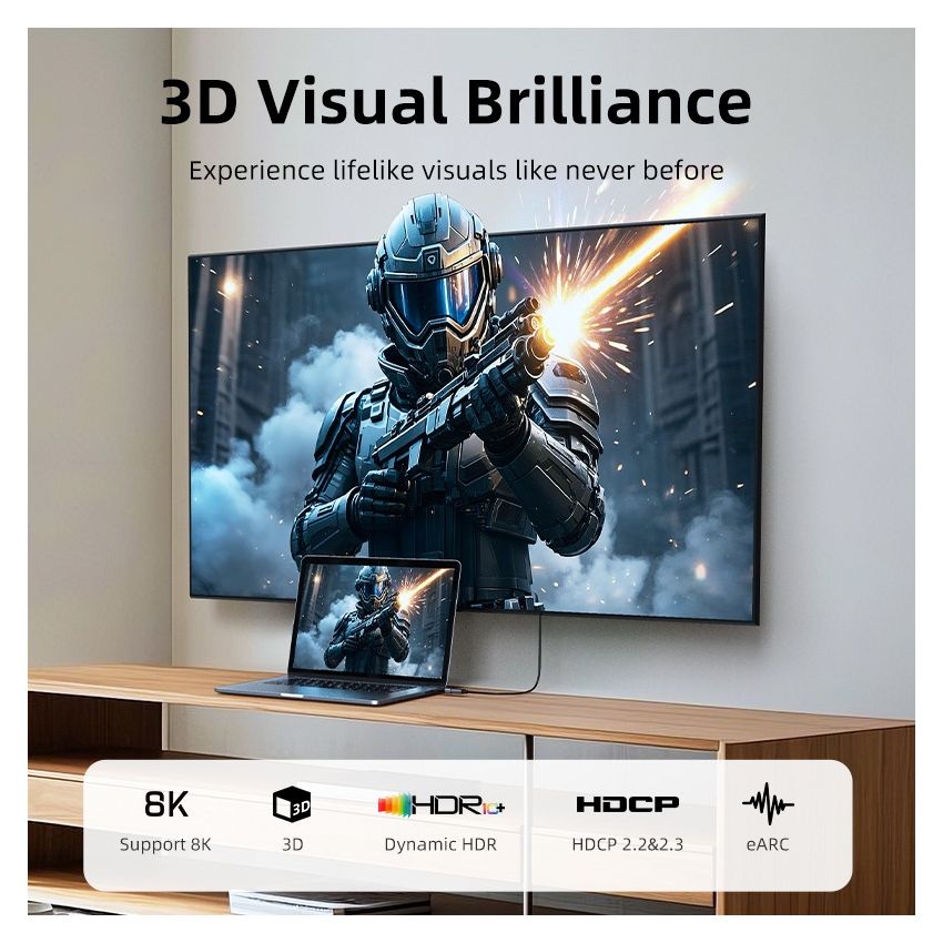 Adapter Micro HDMI Male to HDMI Female Converter Bidirectional 8K 