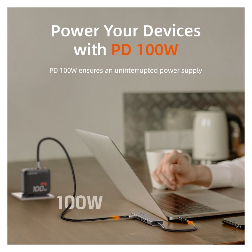 6In1 USB C Hub with HDMI and 100W Power Delivery for Macbook Pro Air