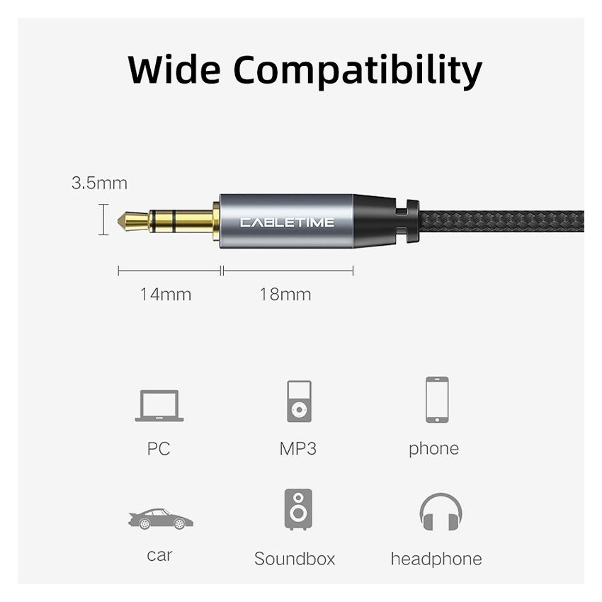 Kabel Aux 3.5mm Audio Male to Male Hi-Fi Stereo Premium