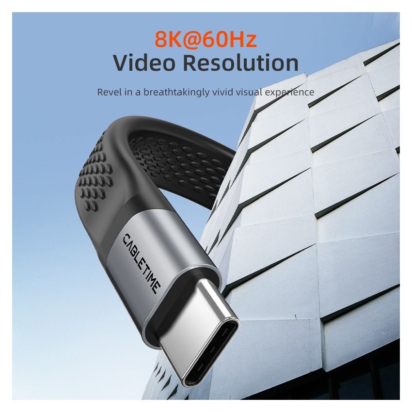 USB-4 Flat Short Cable Type-C PD 240W 8K