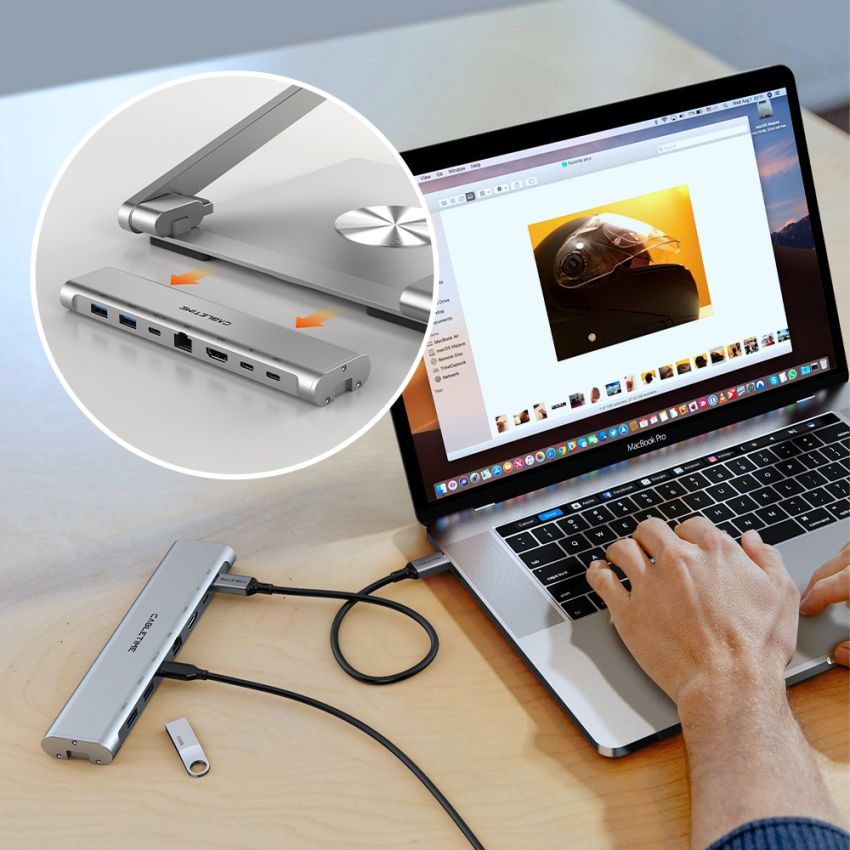Laptop Stand for Desk With Hub 6In1 Docking Station Holder
