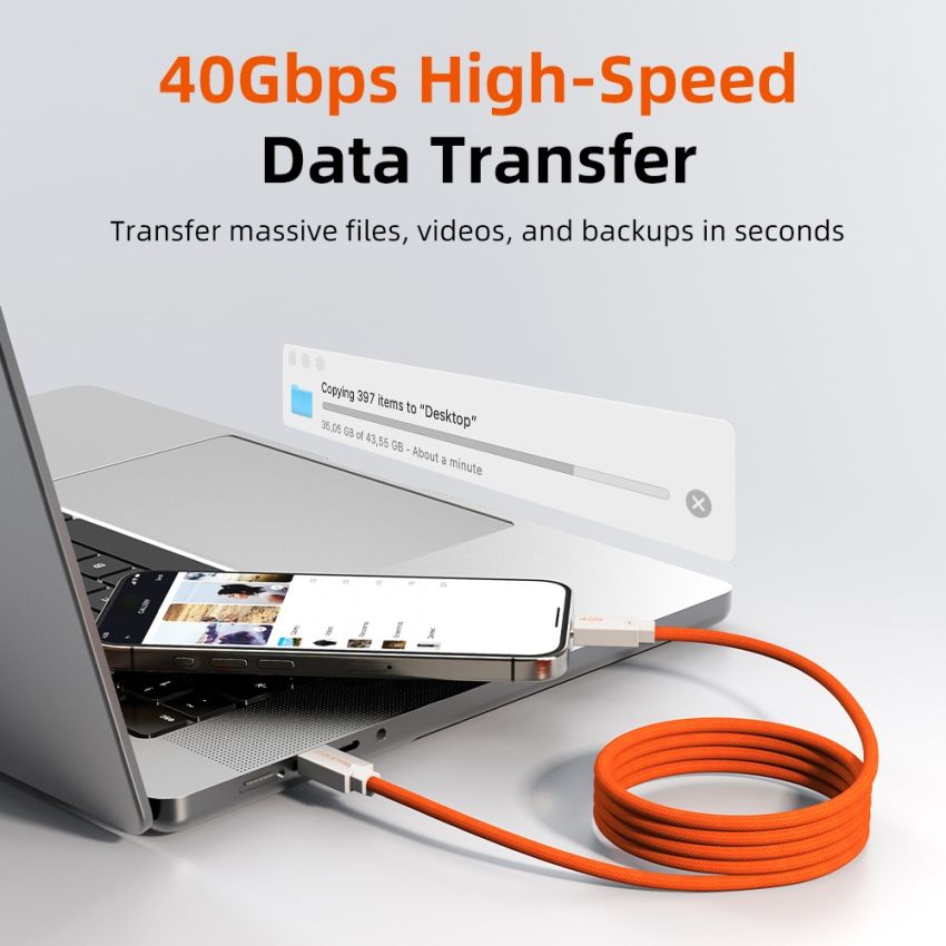 Kabel USB-C 4.0 Magnetic 240W 8K60Hz 5A PD Ultra Fast Charging