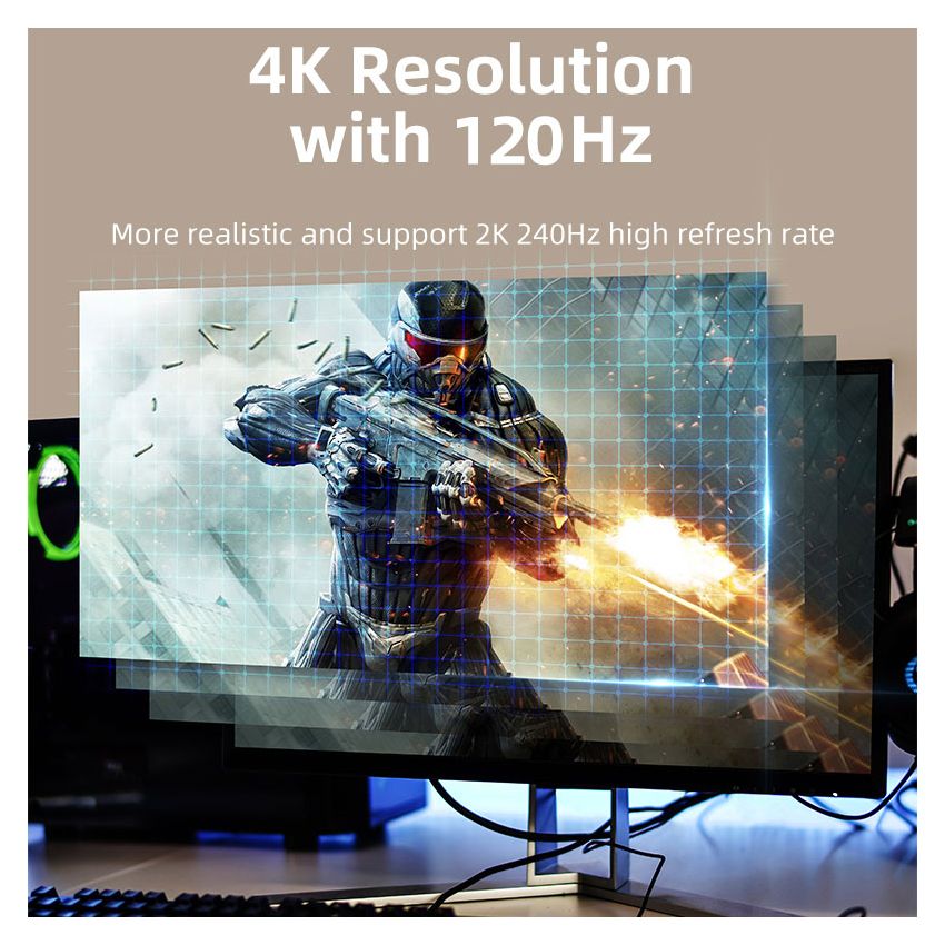 Kabel DisplayPort to HDMI 2.1 DP to HDMI Cable 8K 60Hz 4K 120Hz