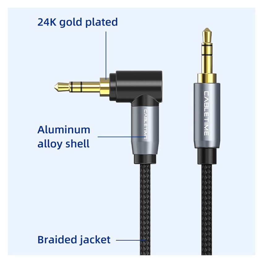  Kabel Aux 3.5mm 90 Degree Right Angle Audio Aux Male to Male